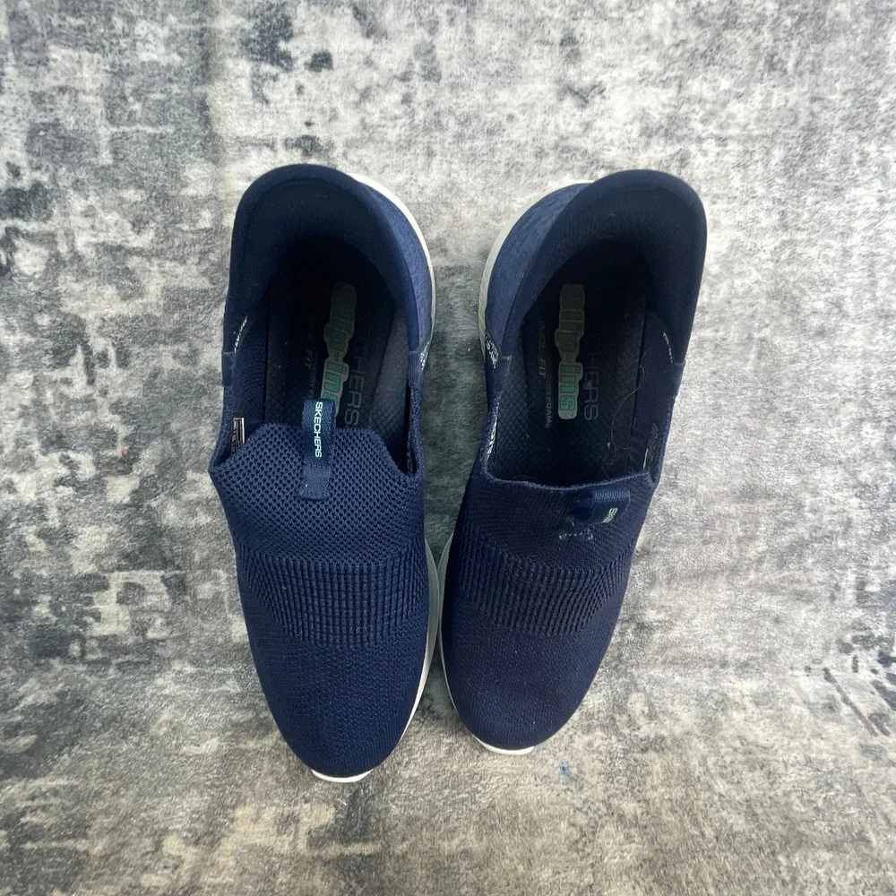 Skechers Mens 10 W Slip Ins Ultra Flex 3.0 Smooth Step Navy Blue Mesh Sneakers